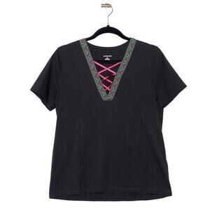 Lands' End Size Small Black Short Sleeve T-Shirt V-Neck